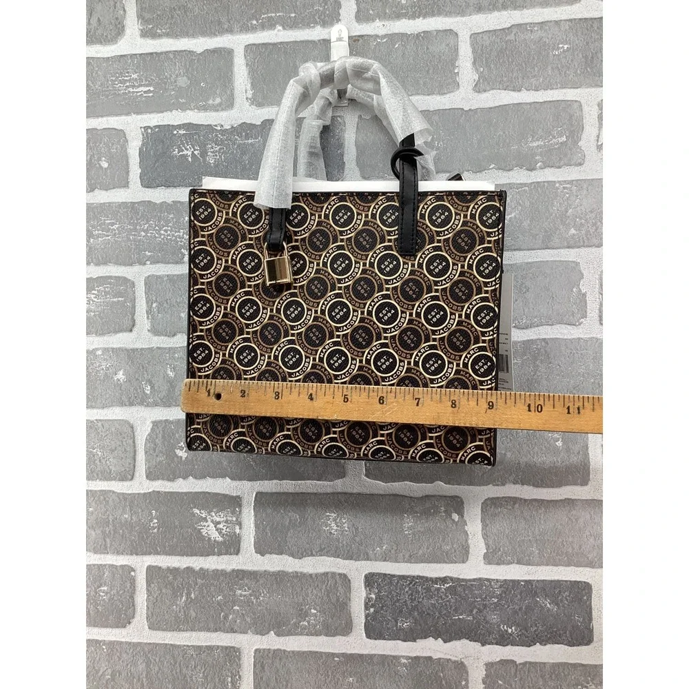 Marc Jacobs Monogram Mini Tote Bag Black Multi H003M12FA22-002 with Card Case